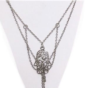 SILVER HAMSA CHARM HAND CHAIN BRACELET JEWELRY NWT